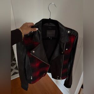 PAIGE Black and Red Leather Jacket